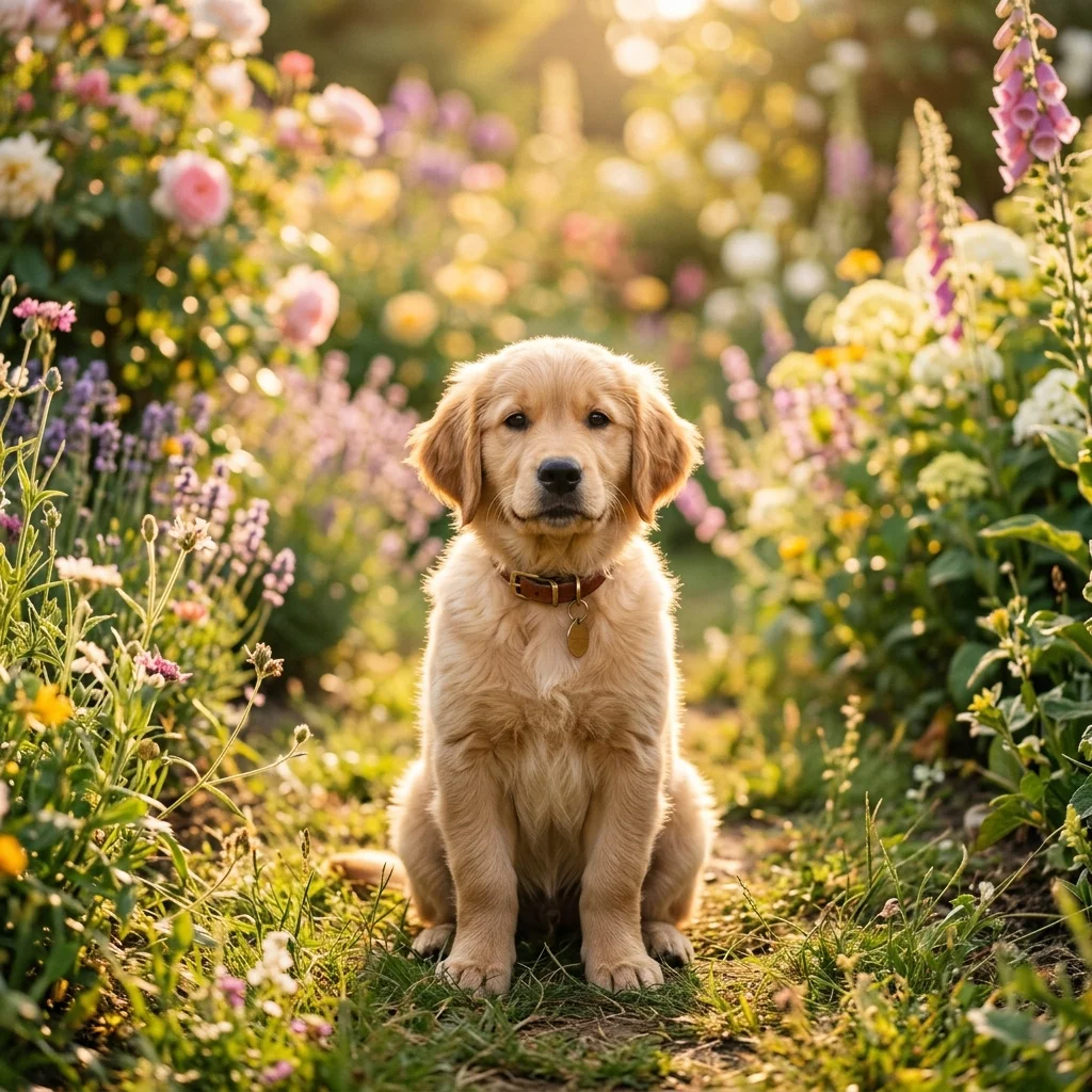 Pet photo animation prompt example with calm outdoor motion