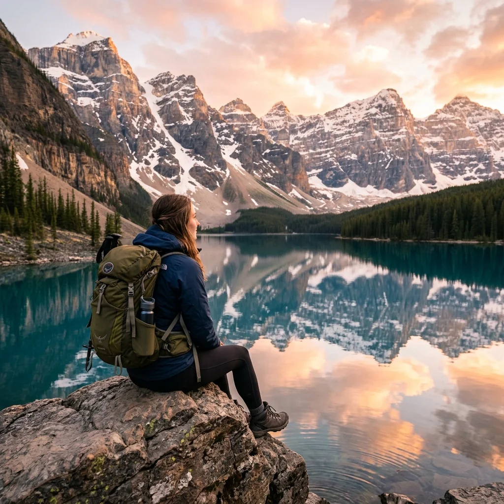 Landscape photo animation prompt example with a mountain lake scene