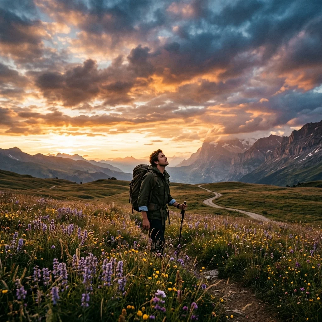 Travel photo animation prompt example with slow cloud movement