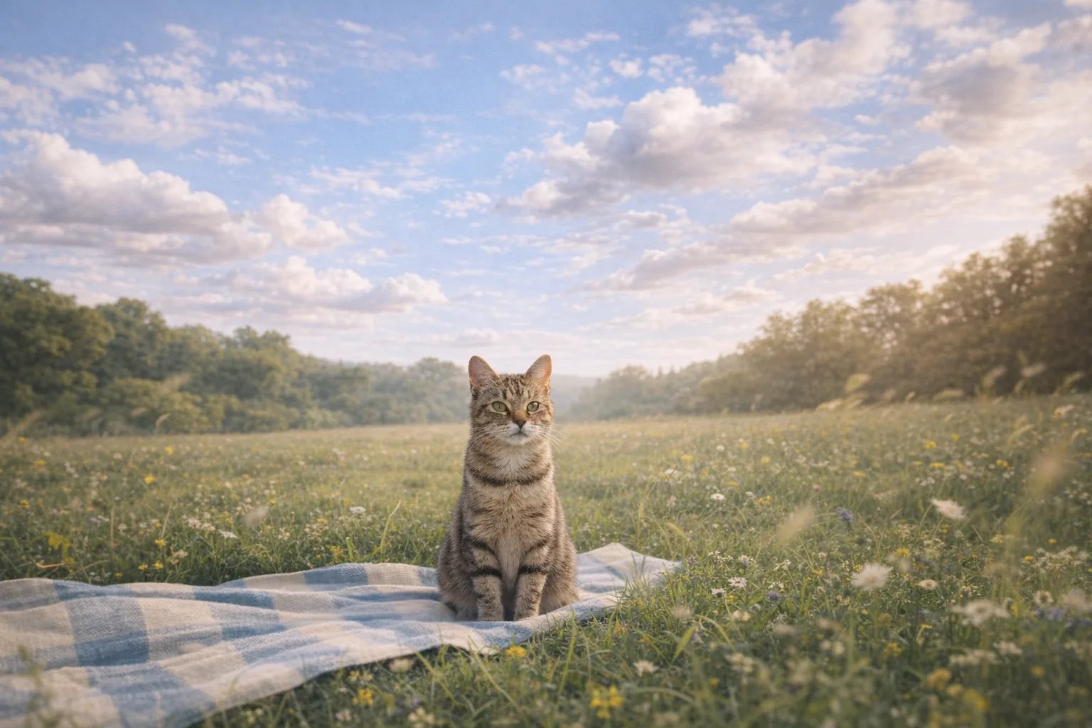 Pet scene image to video prompt example with outdoor atmosphere